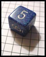 Dice : Dice - 6D - Blue on Blue Speckled With White Painted Numerals